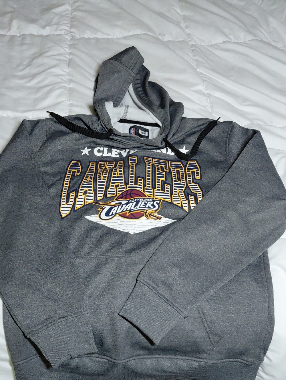 NBA Cleveland Cavaliers Gray Pullover Hoodie with Yellow and Wine Logo